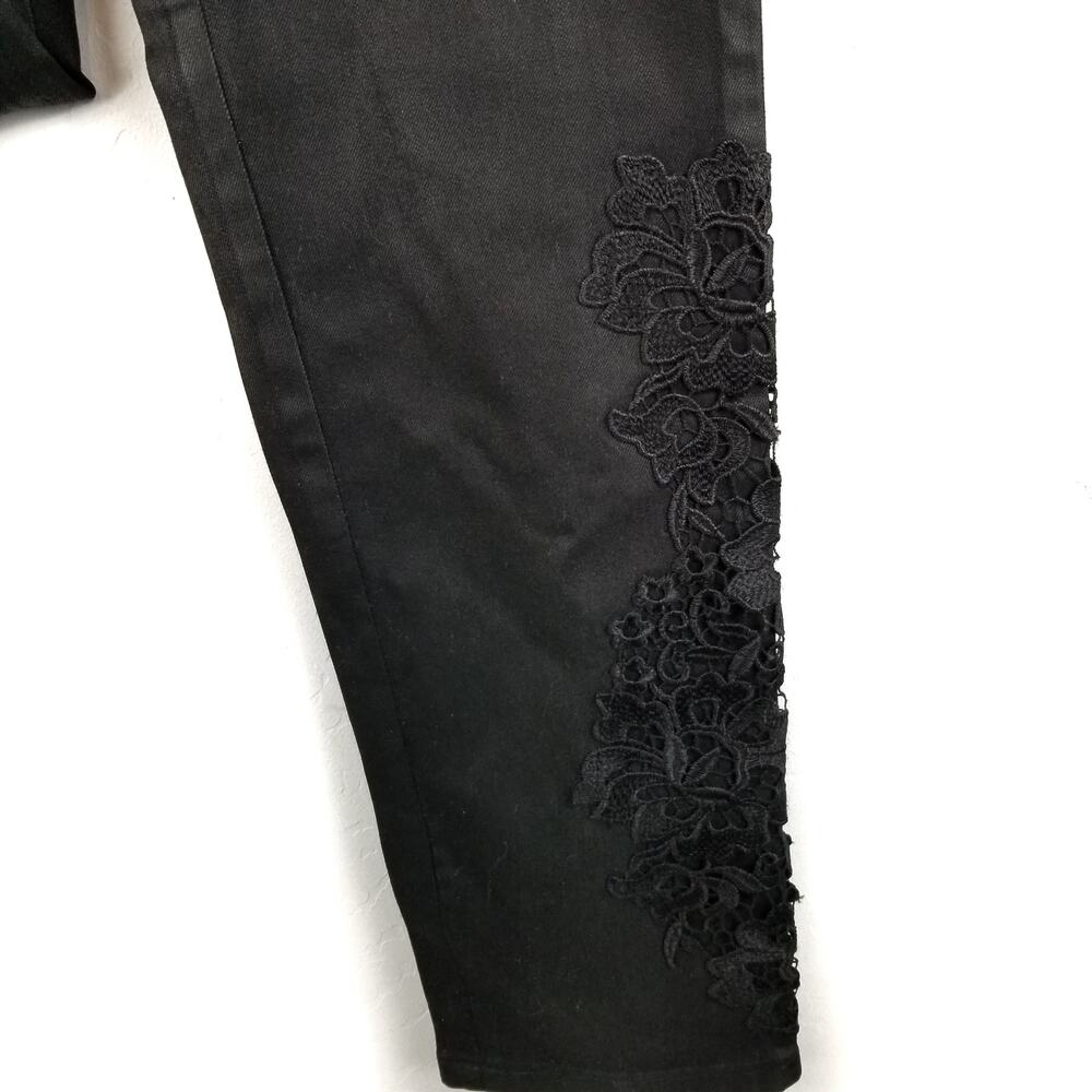 Soft Surroundings NWT Black Coated Cotton Embellished Jeans Size 6 - Picture 3 of 7